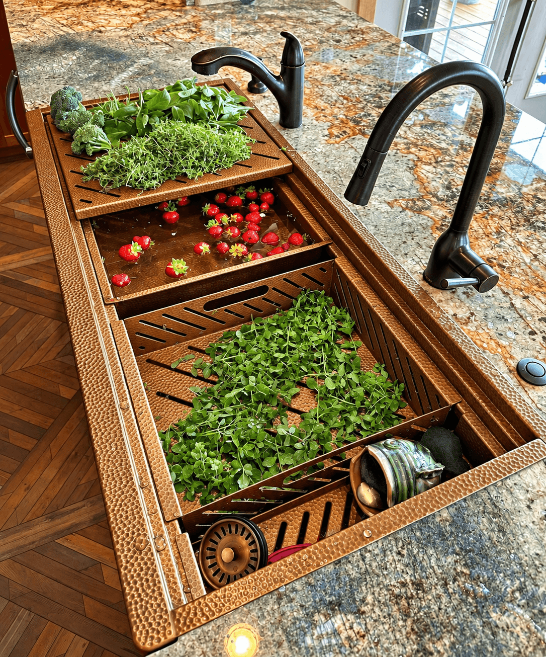Topmount Micro Hammered Copper Eclipse Farmhouse Sink